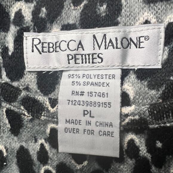Rebecca Malone Petites Women's Animal Print Bejeweled  Sweater Sz PL - Picture 9 of 10